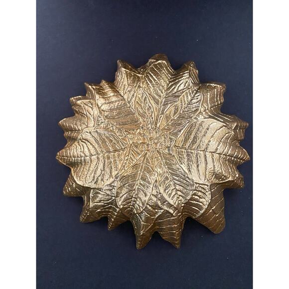 AKCAM Turkish GLASS 7.5" Poinsettia‎ Gold & White Plates Shimmer/Sparkle -set 3 - Picture 4 of 6
